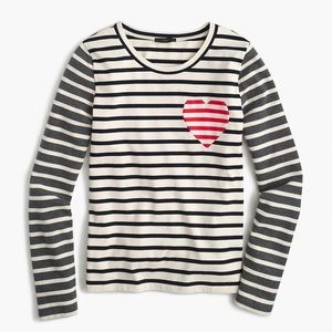 J. Crew Inset Heart ❤️ Striped Combo T-shirt